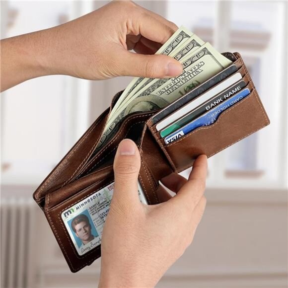 AirTag Wallet Genuine Leather RFID Blocking Wallet with AirTag Holder - - Picture 4 of 7